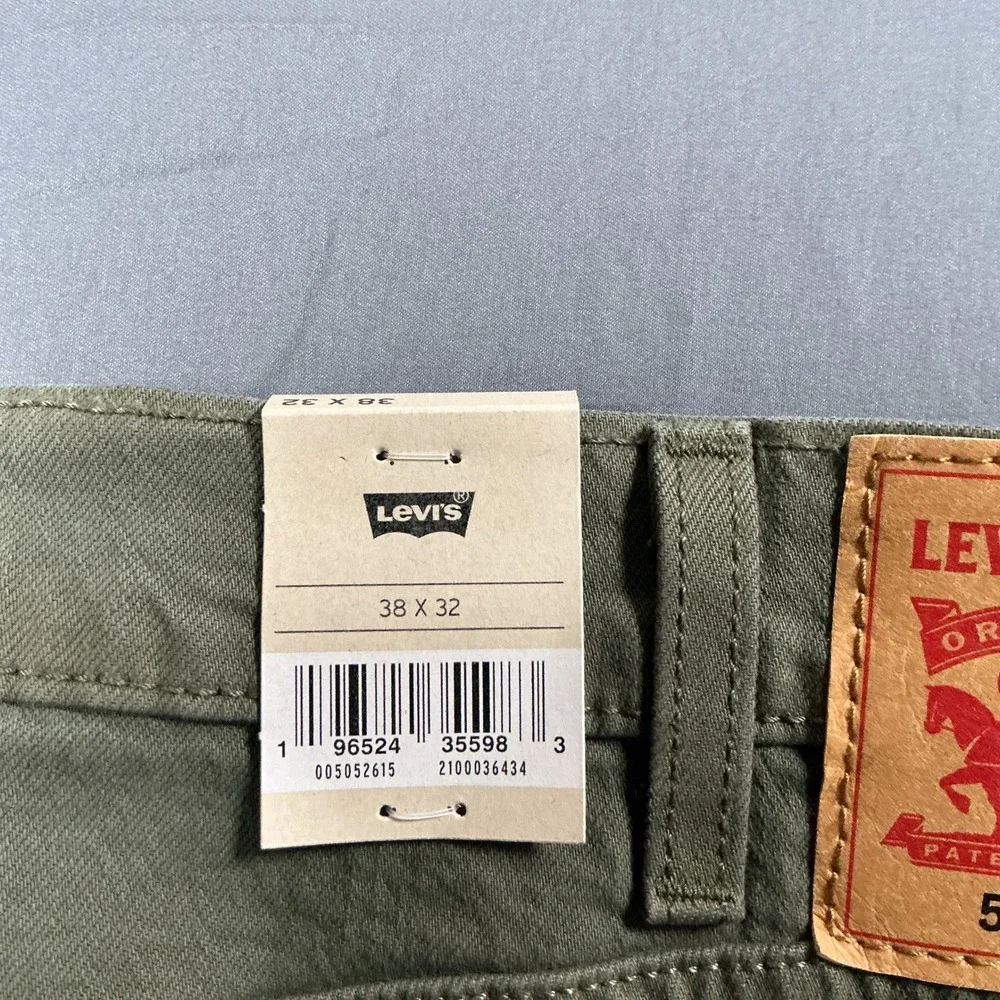 Levis 505 Regular Fit Mens 38x32 Olive Green Eco Ease Straight Leg Pants New